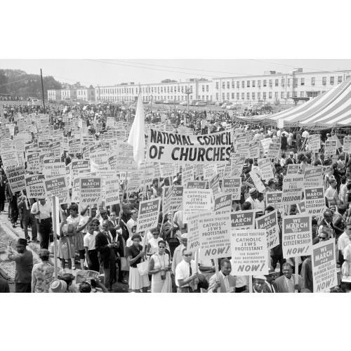 Marchers, Signs, And Tent, March On Washington, 1963