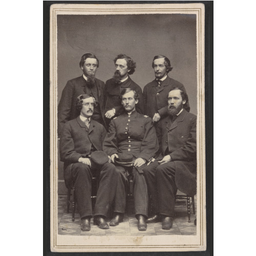 Group Of Six Men, One In Union Uniform, 1864