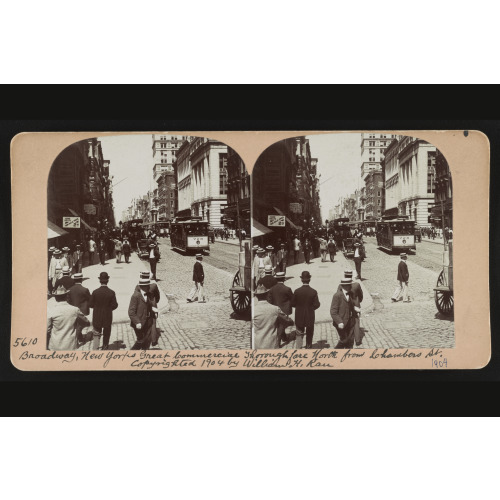 Broadway, New York's Great Commercial Thoroughfare, North From Chambers St., 1904