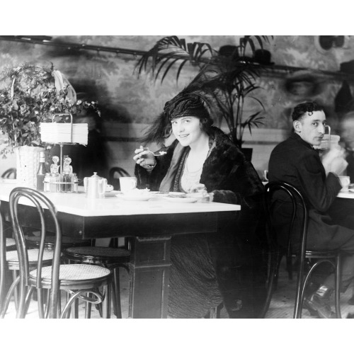Woman Eating In A Restaurant, circa 1909-1925