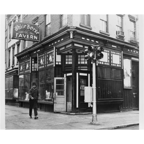 White Horse Tavern, Exterior View, With African American Man Walking By, 1961