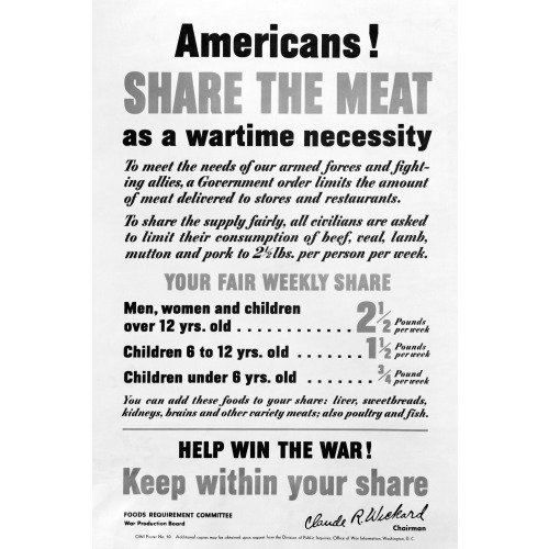 Americans! Share The Meat As A Wartime Necessity, 1942