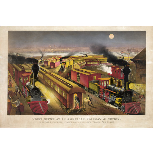 Night Scene At An American Railway Junction