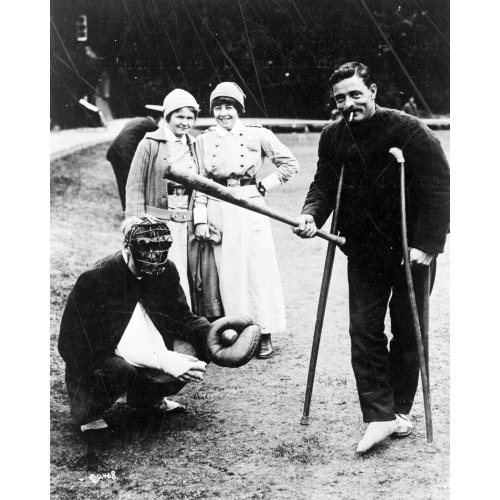 Wounded Canadians At Mrs. Astor's Hospital, Playing Ball--World War, 1914-1918