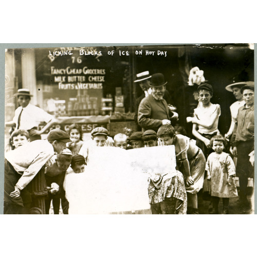 Licking Blocks Of Ice On Hot Day, 1912