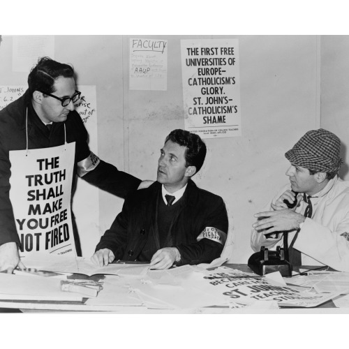 Three St. John's University Teachers Conferring At Strike Headquarters: (Left To Right) Ken...