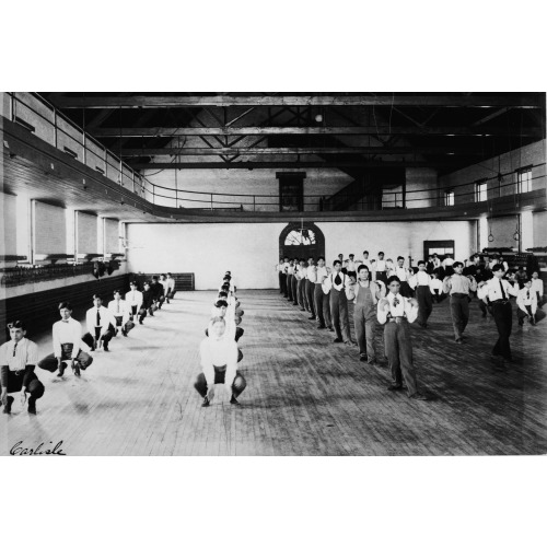 Male Native American Students In Physical Education Class, Carlisle Indian School, Carlisle...