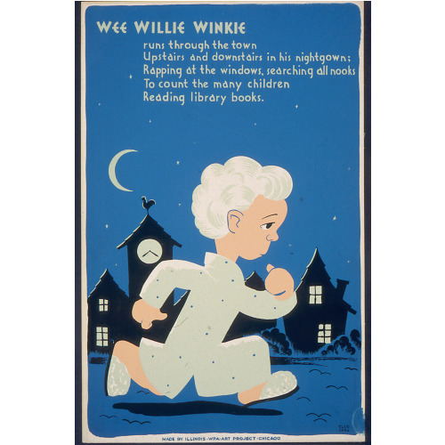 Wee Willie Winkie Runs Through The Town To Count The Many Children Reading Library Books, 1940