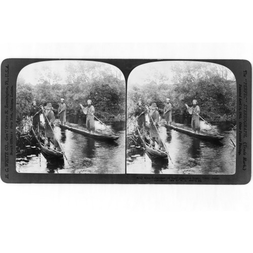 Ainu Fishermen On Their Primitive Boats, Yezo, Japan, 1906