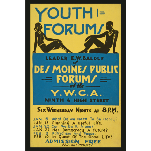 Youth Forums Leader E.W. Balduf Of Des Moines Public Forums At The Y.W.C.A. Ninth & High...