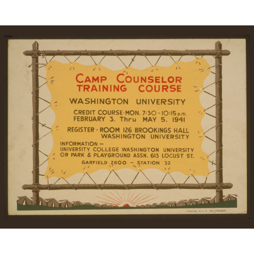 Camp Counselor Training Course, Washington University, circa 1936