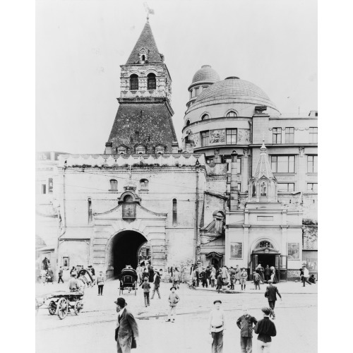 The Kremlin Gate, With Its Tartar Architecture And Religious Chapel Adjoining, Russia--Moscow, 1918