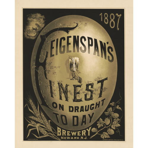 Feigenspan Brewery, Finest Beer, Newark, New Jersey, 1887