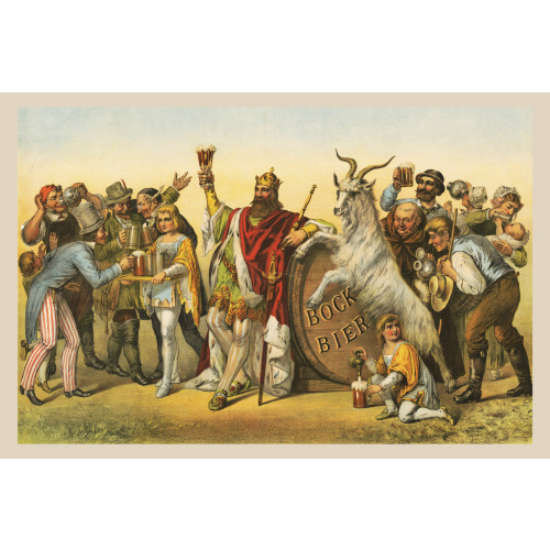 King Gambrinus with Bock Beer and Beer Drinkers