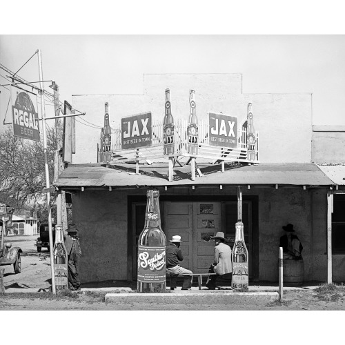 Jax Beer Signs on Beer Hall, Texas, 1939