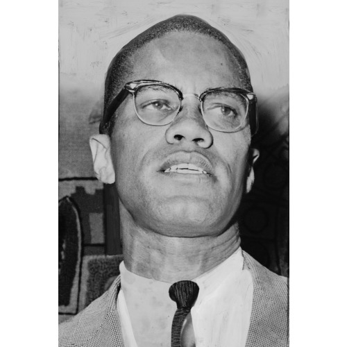 Malcolm X, Head-And-Shoulders Portrait, At Microphones, 1964