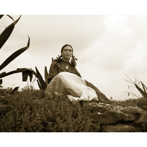 Frida Kahlo, Senora Diego Rivera, Seated with Agave Plant