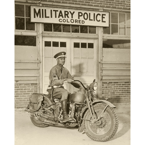 African-American Military Policeman on Motorcycle